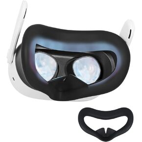 Silicone Face Cover for MetaQuest 3S,Compatible with Meta Quest 3S VR Headset Sweatproof Lightproof Eye Pad,Face Pad Cushion VR Accessories (Black)