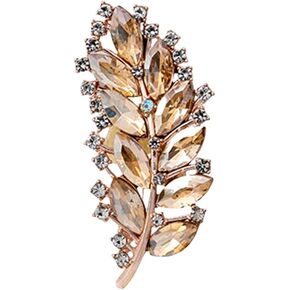 Vintage Maple Leaf Brooch Rhinestone Crystal Feather Leaf Brooch Handmade Crystal Fabric Lapel Pin Dress Suit Accessories Stylish Glamorous Wedding Party Shawl Pin Jewelry for Women