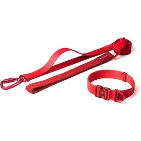 Dog Collar Pro and Leash Set, Heavy Duty Quick Release Buckle Dog Collar and Two Handles Dog Leash for Training & Outdoor Walking for Small Medium Large Dogs (Vivid Red, S)