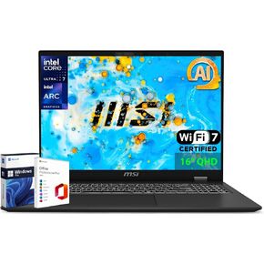 MSI Prestige 16 AI EVO Business Laptop, 16" QHD+ IPS Display, Intel 16-Core Ultra 7-155 H, Intel Arc Graphics, 32 GB LPDDR5, 2 TB SSD,Wi-Fi 7, AI Engine, Windows 11 Pro & MS Office Lifetime License