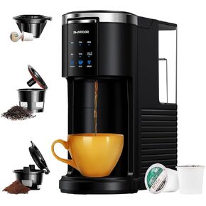 SHARDOR 3 in 1 Single Serve Coffee Maker for K Cup Pods & Ground Coffee & Teas, 6 to 14oz Brew Sizes, with 40oz Removable Water Reservoir, Self-cleaning Function, Black