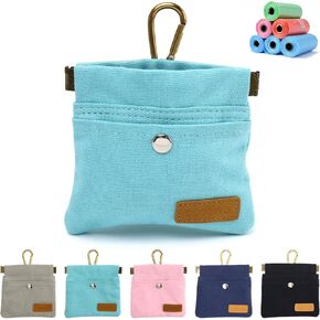 Dog Treat Pouch, Hand Free Dog Training Treat Bag with Carabiner & Magnetic Buckle, Auto Closing Dog Walking Bag for Puppy Travel or Outdoor Use, Pet Feed Snack Reward Pocket, Black