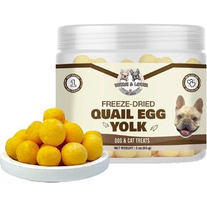 Benji & Louie Freeze Dried Quail Egg Yolk for Dog and Cats, Dogs and Cats Treat, Single Ingredient, 3 oz