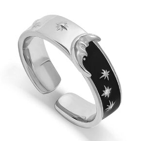 Meissa Celestial Sun and Moon Ring for Women 925 Sterling Silver Statement Ring Boho Jewelry Gold Plated Vintage Ring Size Adjustable Gold Band Thumb Ring Gift for Women Girls, Gold