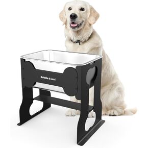 2.4 Gallon Elevated Large Dog Water Bowl,14" Raised Dog Bowl with Stand for Large Breed, Full Metal Elevated Dog Bowl for Relief Joint Pressure, Easy Clean Stainless Steel Dog Bowls for Indoor Outdoor