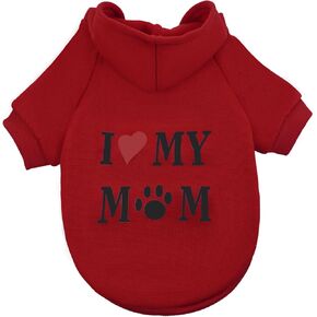Dog Costume - Love Mom - Dog Hoodie for Small Dogs, Dog Winter Clothes with Soft Fleece Interior, Small Dog Sweatshirt, Cat Costumes, Christmas Dog Clothes, Teacup Dog Chihuahua Puppy Clothes, Red, S