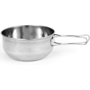 Keenso Camping Bowl with Scale, Foldable Handle, Stainless Steel, Lightweight Sierra Cup, Outdoor Use for Camping, Hiking, Picnics