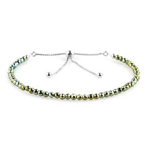 CRYSTALIS Natural Blue Hematite Beads Slider Bolo Bracelet, Beaded Crystals, Chakra Healing Gemstone, Women Gift Jewelry, 925 Sterling Silver Slider 10 inch, Yoga & Meditation