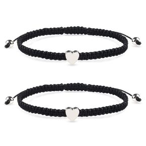 Mother Daughter Bracelets for 2 Pink Heart Matching Bracelets, Friendship Bracelets Adjustable Strand Matching Bracelets for Mother and Daughter Best Friends and Couples
