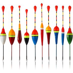 Giantree Fishing Floats Fishing Bobbers,10 Pcs Oval Trout Float Foam Fishing Floats Wood Slip Fishing Bobbers, Bobber Stopper Spring Stick Slip Floats Accessories for Catfish Trout Bass Fishing Line