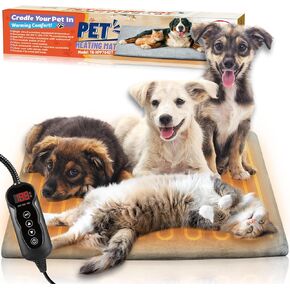 Cat Dog Heating Pad, 11 Adjustable Temperature Pet Heated Mat 28x16in with 24h-Timer, Waterproof, Chew Resistant Cord, Indoor Outdoor Electric Pads for Dogs