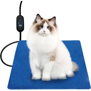 Pet Heating Pad, 6 Adjustable Temperature Heated Dog Cat Bed with Timer,Indoor Warming Heated Mat Pad with Chew Resistant Cord,19.7 x 15.7 Inches