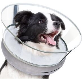 Inflatable Dog Cone Collar Alternative - EzKamfort Soft Dog Cone for Dogs After Surgery, 2-in-1 Dog Recovery Collar with Detachable Shield to Stop Licking, Dog Donut Cone for Small Medium Large Dogs