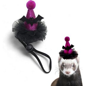 Ferret Hat and Adjustable Scarf Set, Small Christmas Hats for Pets Cute Collar for Ferrets Chinchilla Squirrel Bunny Rabbit Kitten, Guinea Pig Christmas Outfit, Ferret Accessories Costume (Christmas)