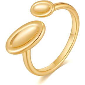 Gold Statement Ring for Women Oval Stackable Rings Adjustable Ring for Minimalist Jewelry