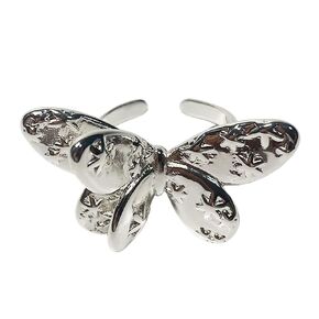 Handmade Vintage 925 Sterling Silver Wide Band Rings for Women/Men,Adjustable Thumb Finger Ring (Butterfly Dancing)