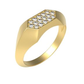 Gempires مرصعة بأحجار تشيكوسلوفاكيا على شكل سداسي، خاتم سيغنت، مطلي بالذهب عيار 14 قيراط، مجوهرات مضادة للحساسية، خاتم ذهبي جمالي أنيق، هدية لها (مقاس أمريكي 9)