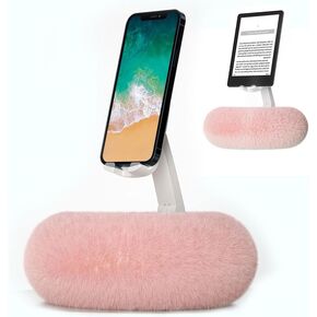NKV Pillow Phone Holder, for Sofa, Bed and Desk -Phone Soft Pad Dock Compatible with Phone/Kindle, E-Reader, Pink