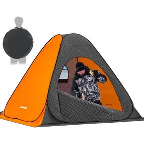 خيمة صيد الجليد من QualyQualy قابلة للطي بالكامل، مأوى محمول لصيد الأسماك على الجليد معزول كوخ صيد على الجليد لشخص أو شخصين، كوخ صيد على الجليد مع حقيبة حمل ونوافذ ومرساة in Kuwait