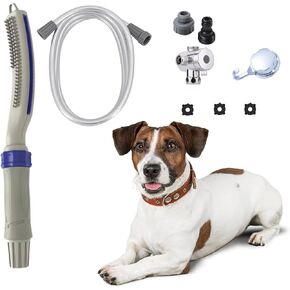 Dog shower sprayer - High Pressure Pet Shower Sprayer - Dog Shower Attachment with 8 feet long Shower Hose Sprayer - Dog Bathing and Grooming Accessories