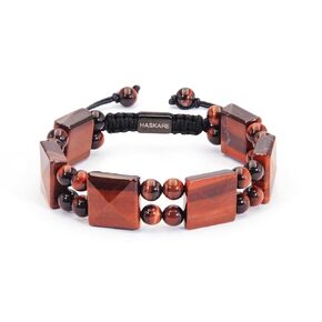 Mens Bracelets Beads Tigers Eye Bracelet, HASKARE Protection Crystals Natural Red Tiger Eye Unique Handcrafted Bead Bracelet for Men, Healing Stone Energy Bracelet Men Jewelry Christmas Gifts for Him