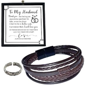 To My Boyfriend Braided Leather Bracelet, Romantic Gift for Boyfriend from Girlfriend, Anniversary for Him, Valentines Gift for Boyfriend, You Are My Favorite Couple Gift