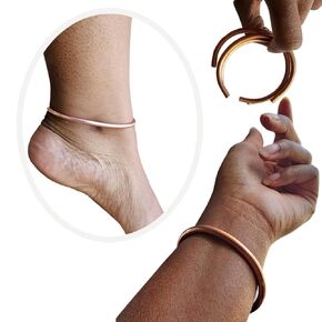 Beaditwearitloveit Pure Raw Copper Cuff Bangles, Adjustable Stackable Anklets and Bracelets, Raw Copper Jewelry (10.5in Large Anklet)