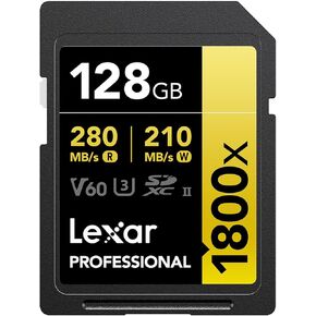 Lexar 128GB Professional 1800x UHS-II SDXC Memory Card (Gold Series)