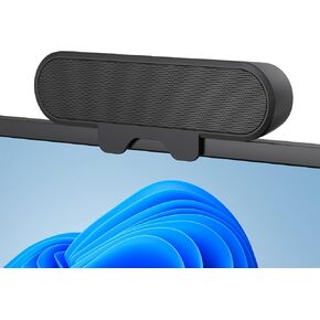 Inwa Computer Speakers for Desktop PC, USB Monitor Speaker Bar with Clip-On, Wired Desk Speakers with HD Stereo Loud Sound, Laptop Speaker Mini Sound Bar, Easily Clamps to Monitor