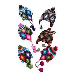 Zoeartcrafts Peruvian Unisex Beanie, wool hat, winter ear cover, multicolor, Andean designs