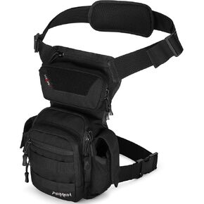 Tactical Drop Leg Bag Military Thigh Pack Molle Army Hip Side Water Resistant Pouch for Motorcycle Biker Hiking 4.5L (Black)