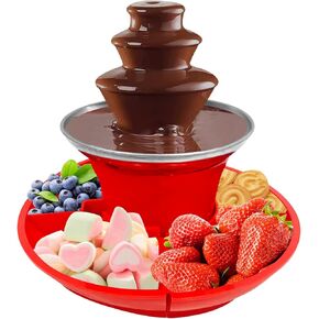 MINI Chocolate Fountain Electric Chocolate Fondue Fountain Machine for Parties for Candy Butter Cheese, Red