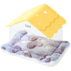 TUTU&LELE Hamster Hideout, Tiny House Hideout and Habitat, Starry Sky Hideout Nest,Hamster Bed with Plush Cushion for Dwarf Hamsters, Mice, Gerbils, Hamsters to Play, Sleep and Rest (Purple)