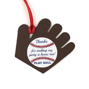 Baseball Mitt Party Favor Gift Tags - Set of 12