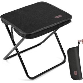 Portable Stool, 13 Inch Small Folding Stool for Adults, Ultralight Black Camping Stools for Hiking and Fishing, Hold Up to 330 LBS