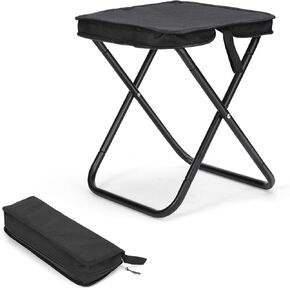 Camping Stool, Portable Folding Stool, Aluminum Ultralight Backpacking Stool Suitable for Outdoor Gardening and Beach Hiking Fishing (Black, 16 High)