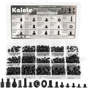 Laptop Screws Kit, 810Pcs Black Laptop Notebook Computer Replacement Screws Assortment Kit, M1.4 M1.7 M2 M2.5 M3 Carbon Steel Flat Head Phillips Mini Screws Set for Lenovo Toshiba HP IBM Dell Sony