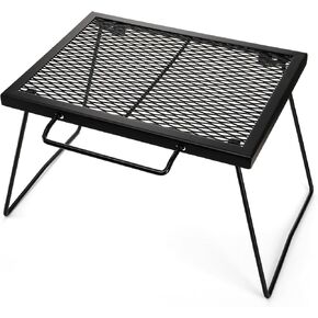 Elsjoy Folding Campfire Grill Grate with Carrying Handle, Portable Camping Grill Over Fire Mesh Grate, Heavy Duty Steel Grate for Outdoor Cooking, Picnic, BBQ