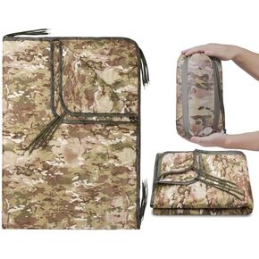 Mirzoyan Woobie Blanket, Military Poncho Liner Camo Insulated Camping Woobie Blanket for Outdoor Hiking Survival Hunting Compression Carry Bag Water-Resistant Black