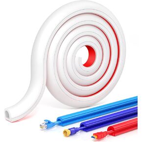 78 Inch Self-Adhesive TV Cable Hider, Home Audio Flexible Wire Cord Management, RG6 Coaxial Cable Raceways, HDMI Cable Cord Hider, White (2m)