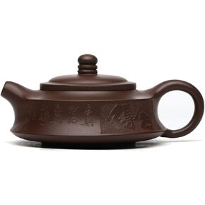 Zisha Tea Pot,Chinese Genuine Yixing Purple Clay Handmade Teapot 7.3Oz/215cc,Brew Kung Fu Loose Leaf Tea Maker