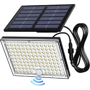 JACKYLED Solar Lights Outdoor with Motion Sensor, 113LED Cool White Solar Flood Lights, Waterproof Dusk to Dawn Solar Powered Security Spot Lights for Porch Patio Yard Garage, 1 Pack