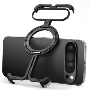 OATSBASF Bumper Case for Google Pixel 9 Pro XL, Invisible Magnetic O-Ring Stand Case, Minimalist Phone Case for Google Pixel 9 Pro XL, Frameless Case, Black