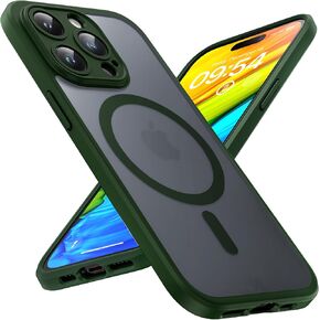 TOCOL Magnetic for iPhone 14 Pro Case, Upgraded [Full Camera Protection] Fit for MagSafe [Military Grade Drop Tested] Translucent Matte Back Bumper for iPhone 14 Pro Case 6.1-Inch, Alpine Green