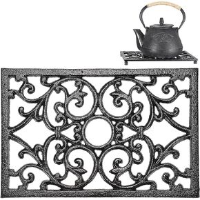 Kokone Trivets for Hot Dishes 9.4 x 6.1 Inch Cast Iron Trivet with Rubber Feets, Heat Resistant Trivets for Hot Pots and Pans, Metal Trivet for Kitchen Counter Dining Table Cooktop Countertop