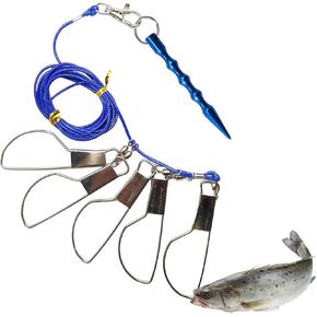 Fish Stringer,Live Fish Lock，Comes with 5 Stainless Steel Rotating Snap Locks Fishing Stringer