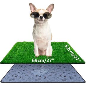 Pee Pads for Dogs with Fake Grass, 27" x 21" Indoor Artificial Grass for Dogs Potty, Lawn Pee Pads for Doggie Washable, Reusable and Lawn for Replacement, Puppy Training Litter Box for Outdoor Patio