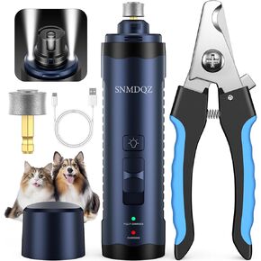Dog Nail Grinder, Dog Nail Trimmers, and Clippers Kit with 2 LED Lights. Super Quiet Electric Pet Nail Grinder, Rechargeable, for Small, Medium, and Large Dogs & Cats, 2 Diamond Grinding Wheels.