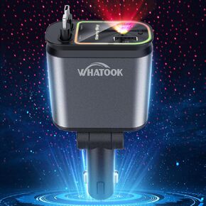 Starlight Retractable Car Charger: Car Accessories with Starlight in Car Roof, Car Charger USB C, Fast Charging Adapter & Dual Charge Ports, 4 in 1 Car Phone Charger for iPhone iPad AirPods