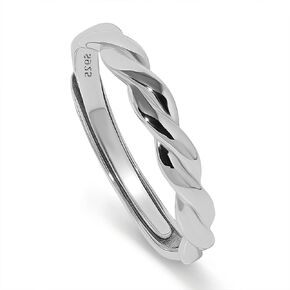 Meissa Sterling Silver Wedding Ring Set for Men and Women Matching Promise Rings Size Adjustable Twist Couple Rings Diamond Engagement Rings for Anniversary, Set of Two Rings
